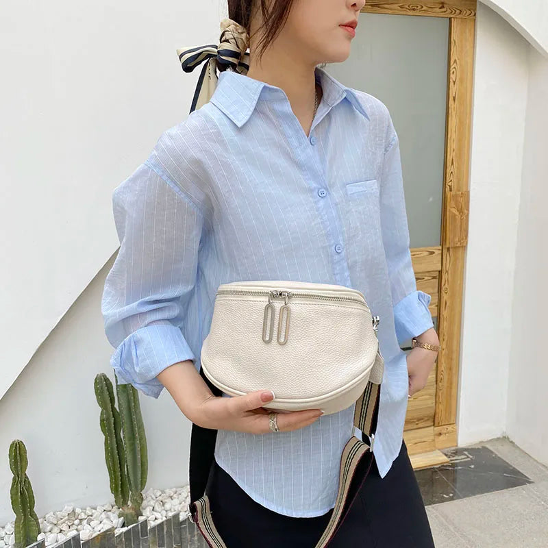 Soft Leather Waist Bag Shoulder Bag Fanny Pack Female Belt Bags