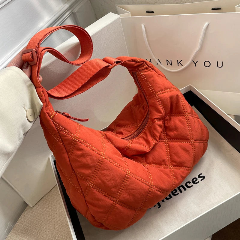 Quilted Soft Nylon Side Bags for Women