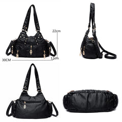 Women Soft PU Leather Handbags High Ladies Tote Bag Vintage Messenger Bag