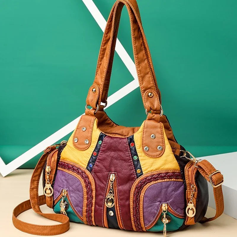 Women Soft PU Leather Handbags High Ladies Tote Bag Vintage Messenger Bag