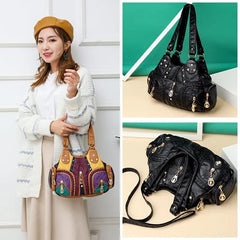 Women Soft PU Leather Handbags High Ladies Tote Bag Vintage Messenger Bag