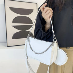 Women Soft PU Leather Shoulder Bag Chain Crossbody Tote Bag 2pcs Set