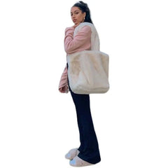 Soft Plush Hand Bag Faux Fur Shopper Bags Warm Fluffy Tote Bags