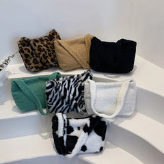Soft Plush Shoulder Bag Hobo Winter Furry Ladies Clutch Purse Female Underarm Ha