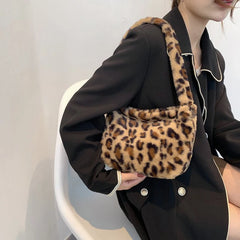Soft Plush Shoulder Bag Hobo Winter Furry Ladies Clutch Purse Female Underarm Ha