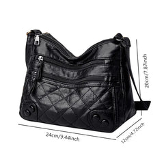 Women Soft Shoulder Bag PU Leather Purse Solid Messenger Crossbody Bag