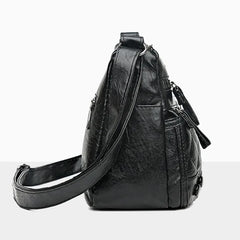 Women Soft Shoulder Bag PU Leather Purse Solid Messenger Crossbody Bag