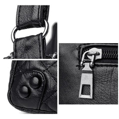 Women Soft Shoulder Bag PU Leather Purse Solid Messenger Crossbody Bag