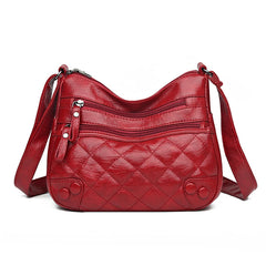 Women Soft Shoulder Bag PU Leather Purse Solid Messenger Crossbody Bag