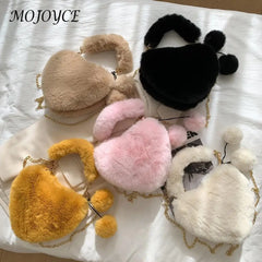 Soft Warm Plush Handbags Fluffy Underarm Bag