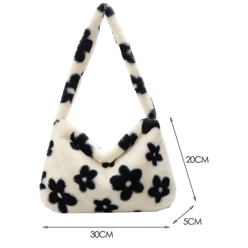 Soft Warm Plush Handbags Fluffy Mini Top-handle Bags