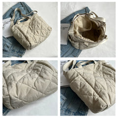 Women Solid Canvas Tote Bags Shoulder Bag Large Capacity Ladies Shopping Bags