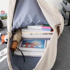 Women Solid College Backpack Lady Casual Nylon School Book Bag Girl Travel Bag