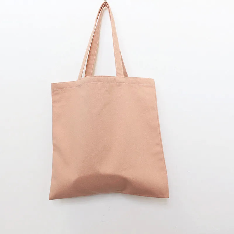 Women Solid Eco Canvas Shoulder Bag Reusable Large Handbag