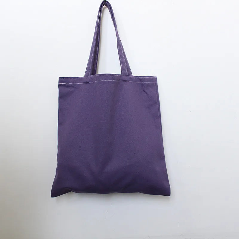 Women Solid Eco Canvas Shoulder Bag Reusable Large Handbag