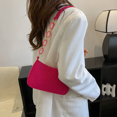 Women Solid Felt Shoulder Bag Large Capacity Girls Ladies Casual Messenger Bag