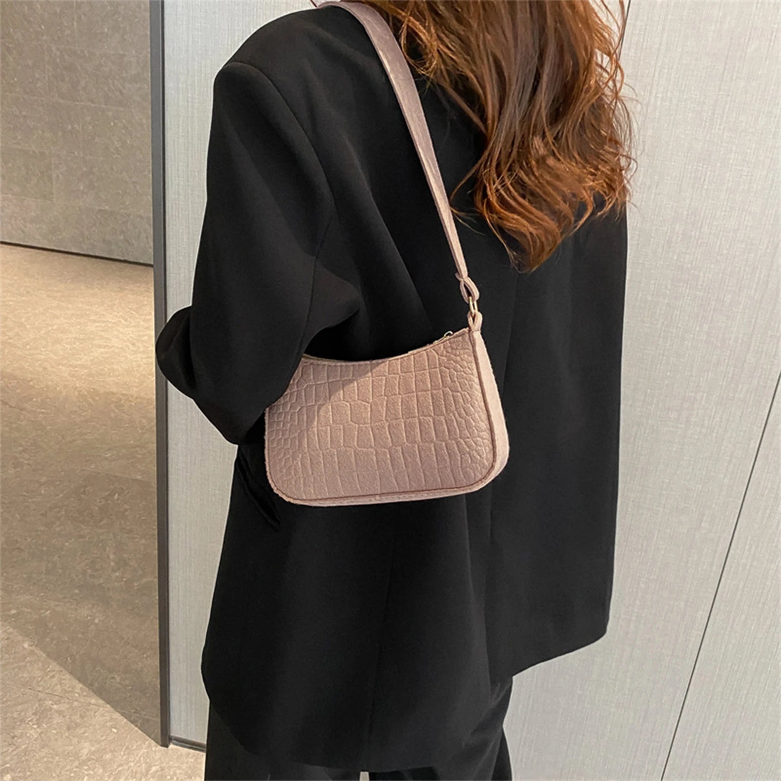 Women Solid Felt Shoulder Bag Large Capacity Girls Ladies Casual Messenger Bag