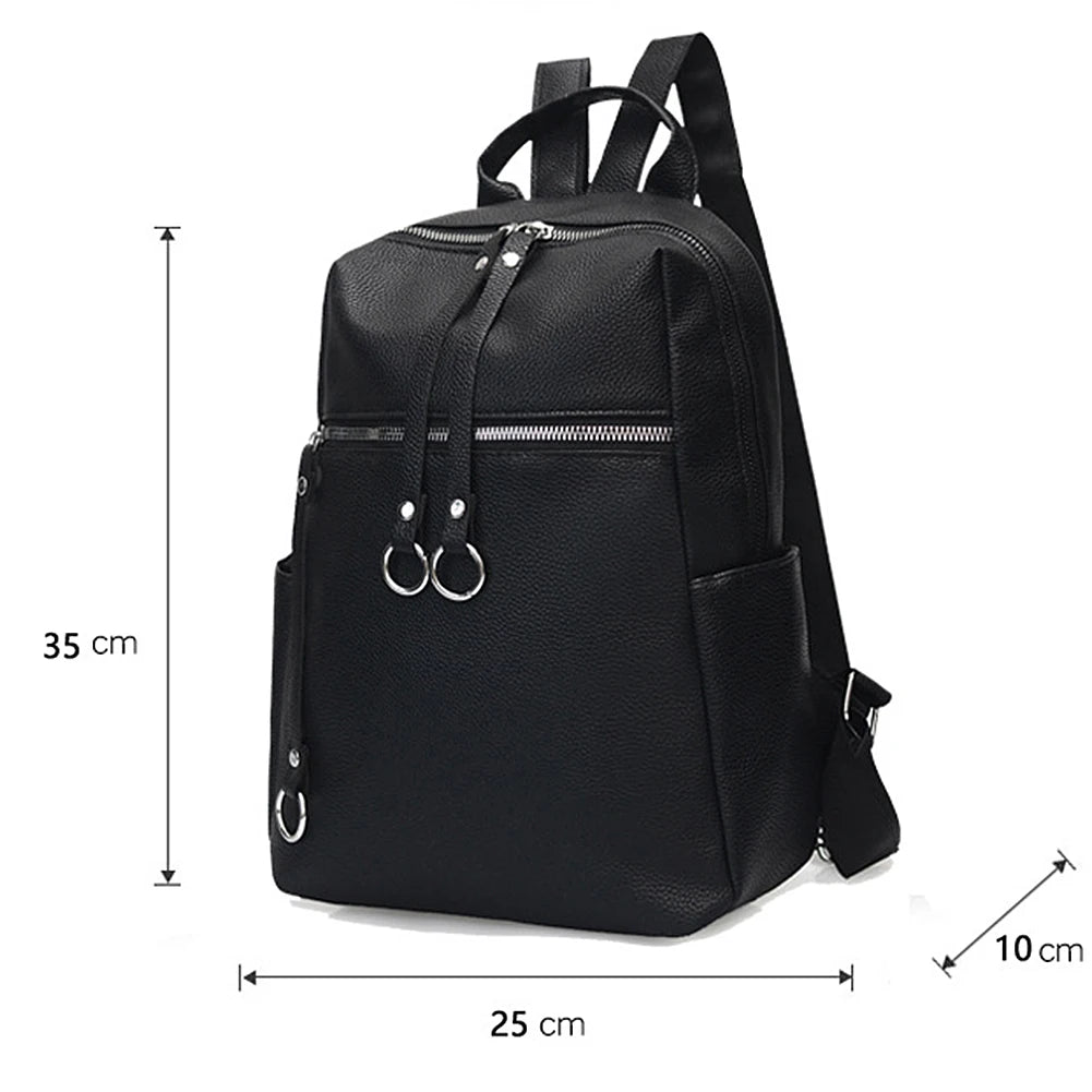 Women Pu Leather Backpack Large Capacity School Bag