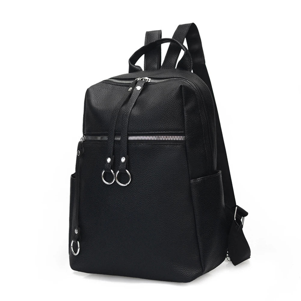 Women Pu Leather Backpack Large Capacity School Bag