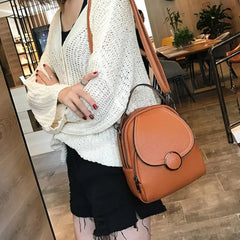 Women Mini Zipper Backpack Soft Faux Leather Handbag Satchel Bag