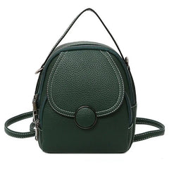 Women Solid Zipper Mini Backpack Soft Faux Leather Handbag