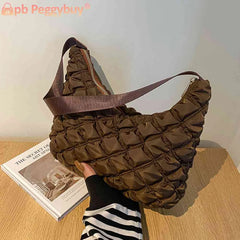 Solid Zipper Shoulder Bag Grid Pattern Mini Shopping Underarm Bag