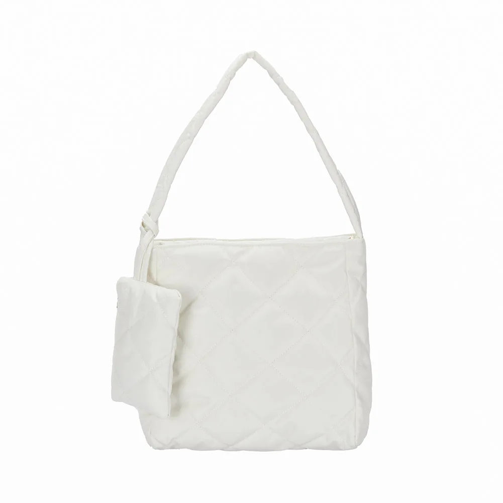 Women Solid Zipper Shoulder Bag Large Capacity Underarm Bag