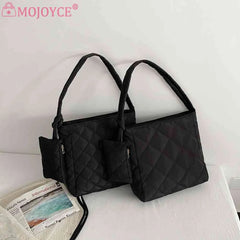 Women Solid Zipper Shoulder Bag Large Capacity Underarm Bag