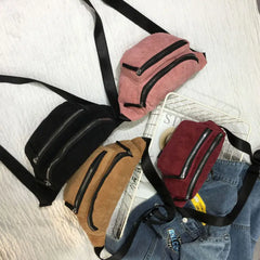 Women Solid Waist Fanny Pack Zipper Waist Bag Chest Tote Purse