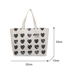Women PVC Canvas Large Capacity Shoulder Underarm Bag Vintage Printing Handbag