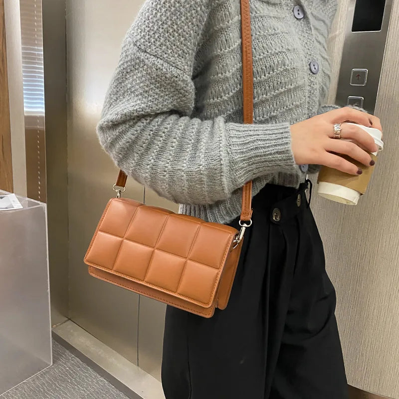 Women Square Bag Female Temperament Plaid Shoulder Bag