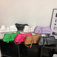 Square Leather Crossbody Bag Women's Messenger Purse Handbag