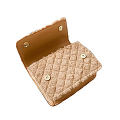 Deer Head Pattern Plush Crossbody Bag with Chain Strap