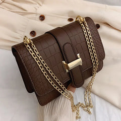Stone Pattern Shoulder Bag Women Chain Cover Handbag Female Crossbody Messenger
