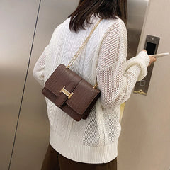 Stone Pattern Shoulder Bag Women Chain Cover Handbag Female Crossbody Messenger