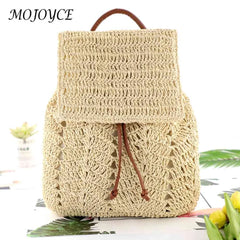 Women's Straw Backpack Shoulder Beach Bag Top Handle Woven Casual Bags
