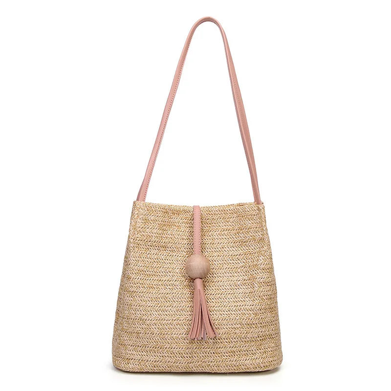 Bohemian Rattan Beach Handbag Summer Tassel Beach Bag