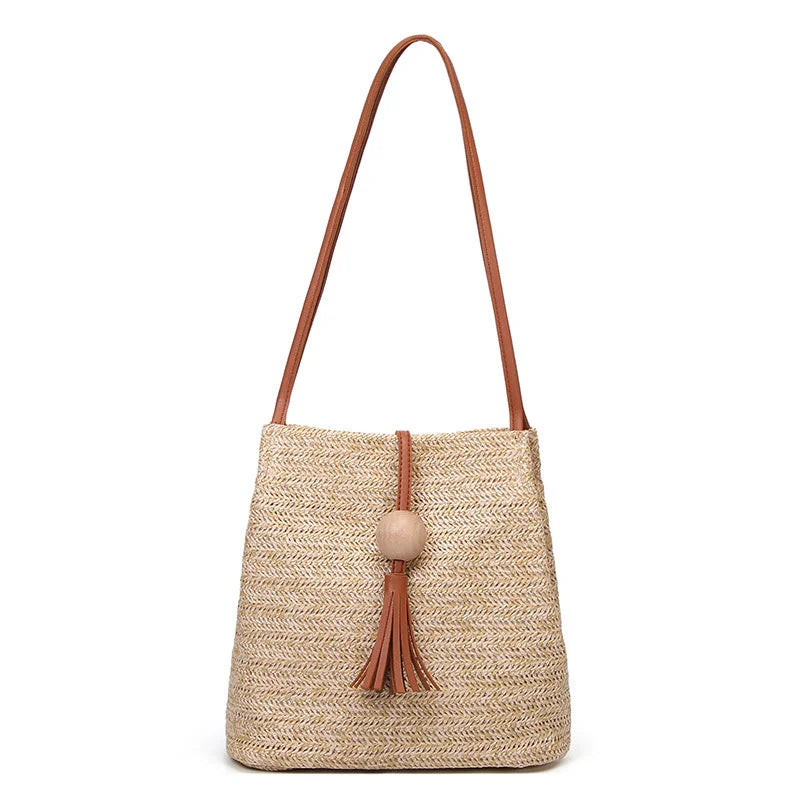 Bohemian Rattan Beach Handbag Summer Tassel Beach Bag