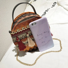 Bohemian Round Rattan Woven Beach Shoulder Bag