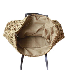 Women Straw Beach Bag Durable Weave Bucket Handbag Casual Rattan Tote