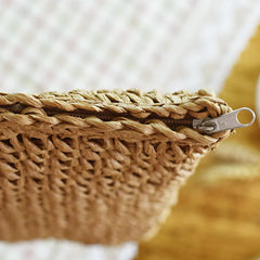 Women Straw Beach Bag Durable Weave Bucket Handbag Casual Rattan Tote