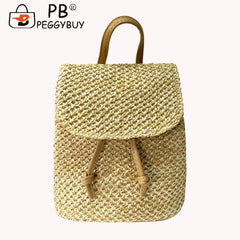 Women Straw Beach Shoulder Backpack Summer Beach Hand-Woven