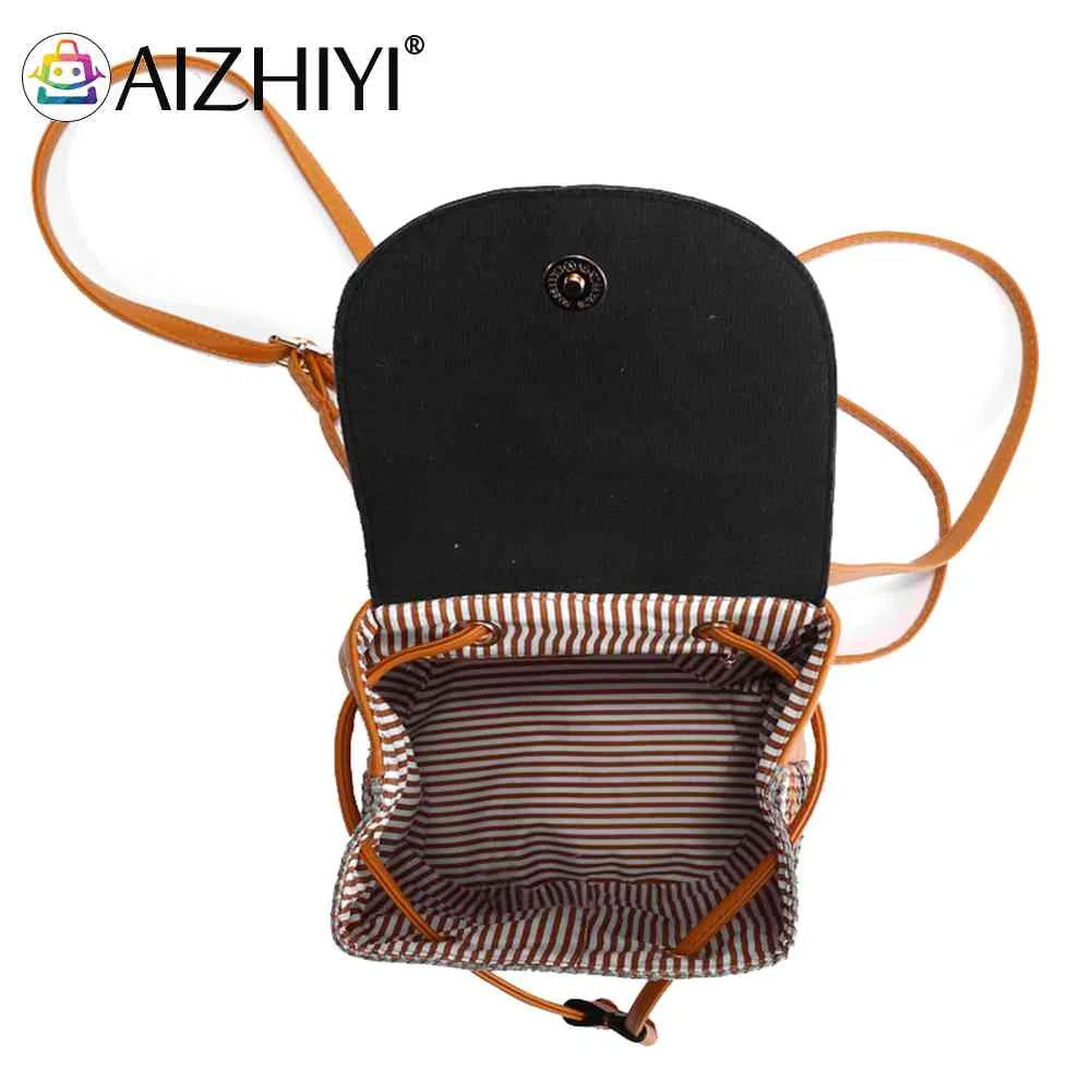 Women Straw Embroidery Shoulder Backpack Boho Ethnic Summer Beach Bag