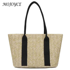 Straw Female Clutch Large Capacity Armpit Bag for Lady with Zipper