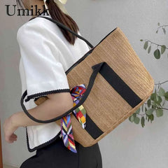 Straw Clutch Large Capacity Beach Bag for Lady Vacation Daily Casual