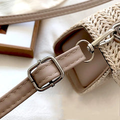 Straw Shoulder Bag Summer Purse Handbag Shopper Solid Weave Crossbody Bag