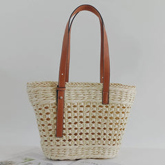 Women Straw Woven Handbag Beach Tote Seaside Summer Vacation Boho