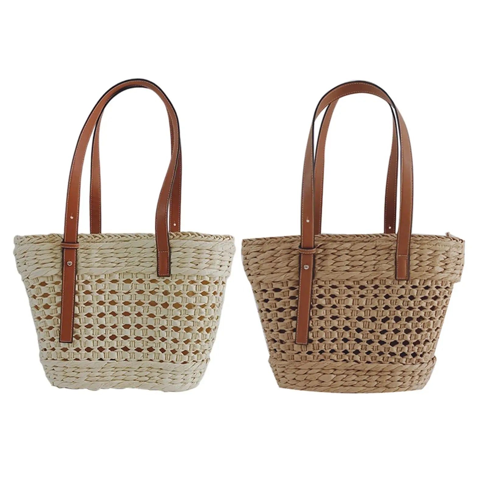 Women Straw Woven Handbag Beach Tote Seaside Summer Vacation Boho