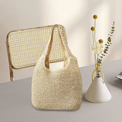 Women Straw Woven Shoulder Hand Large Weaving Casual for Vacation