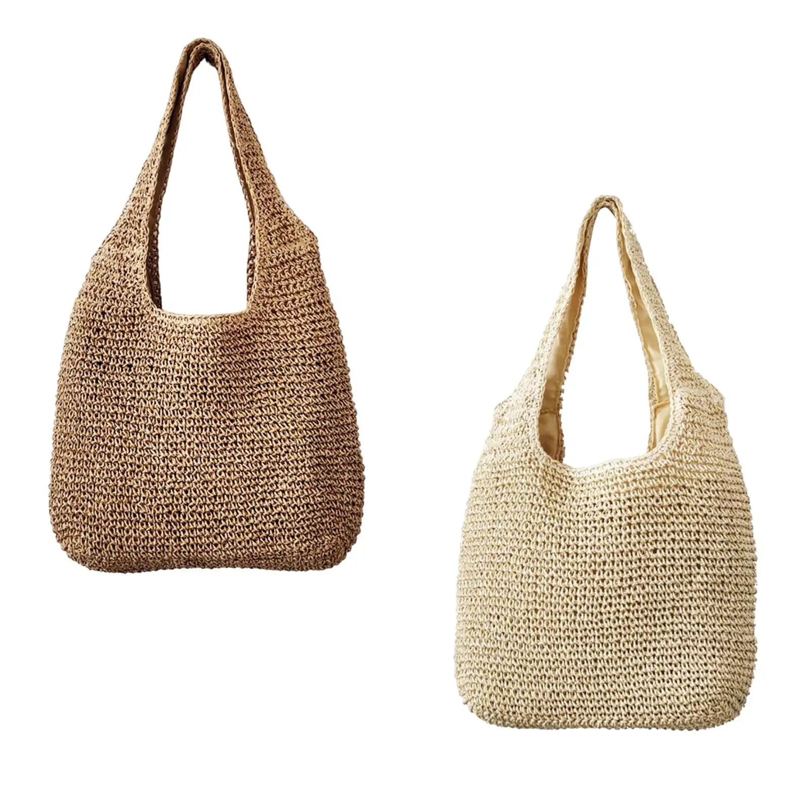 Women Straw Woven Shoulder Hand Large Weaving Casual for Vacation